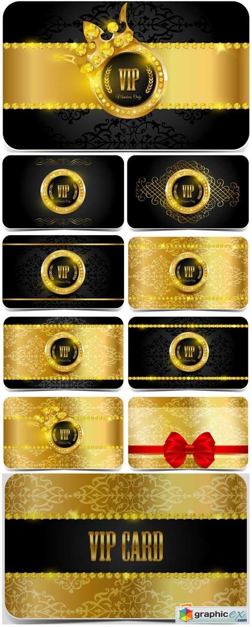 VIP card with gold decoration, vector