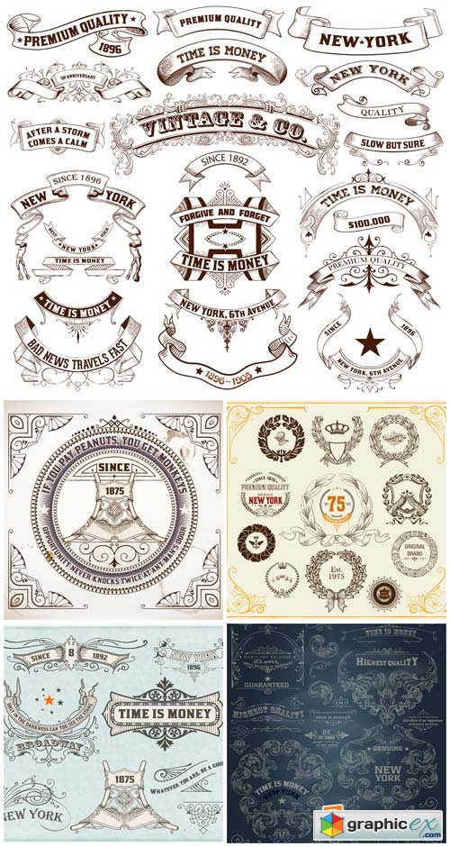 Design elements in the vector, vintage, heraldry