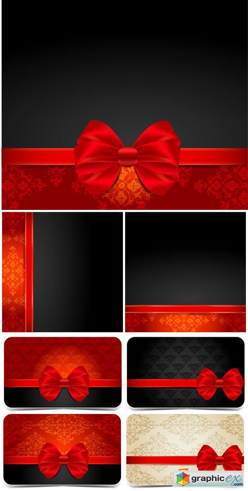 Vector black background with a red card and decor