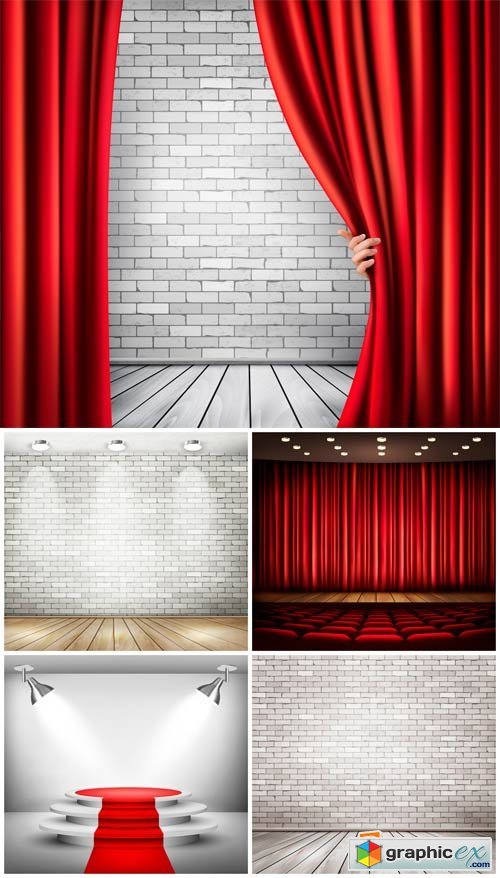 The stage and the curtain podium vector