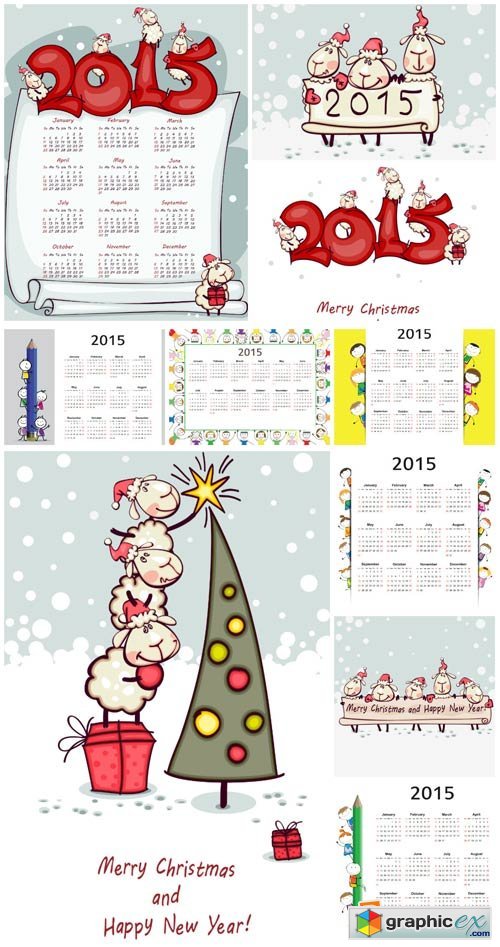 Calendars 2015, Christmas vector backgrounds