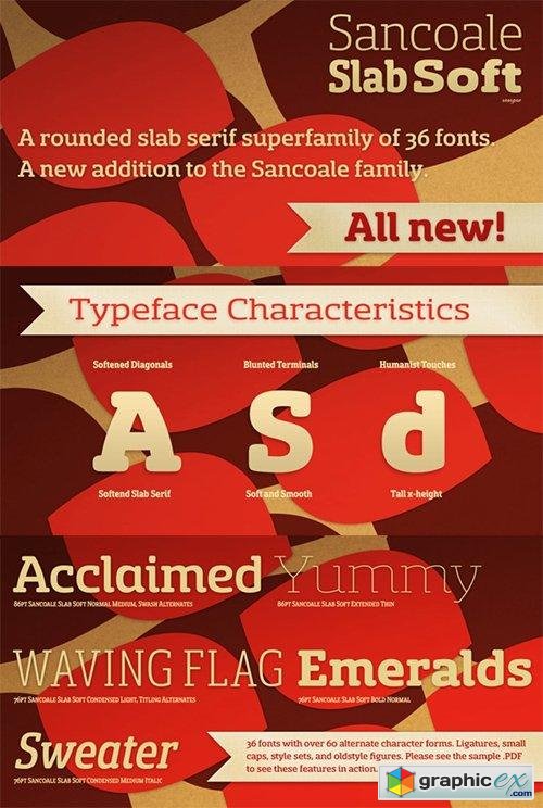 Sancoale Slab Soft Font Family - 36 Font $900