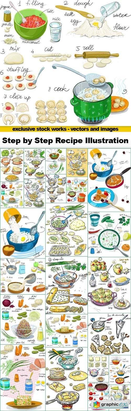 Step by Step Recipe Illustrations - 25x EPS