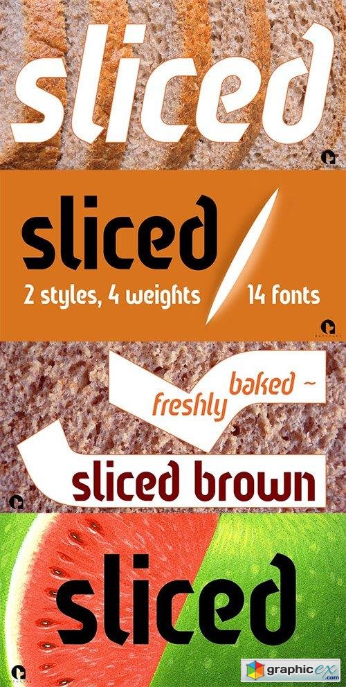 Sliced Font Family - 7 Fonts 203$