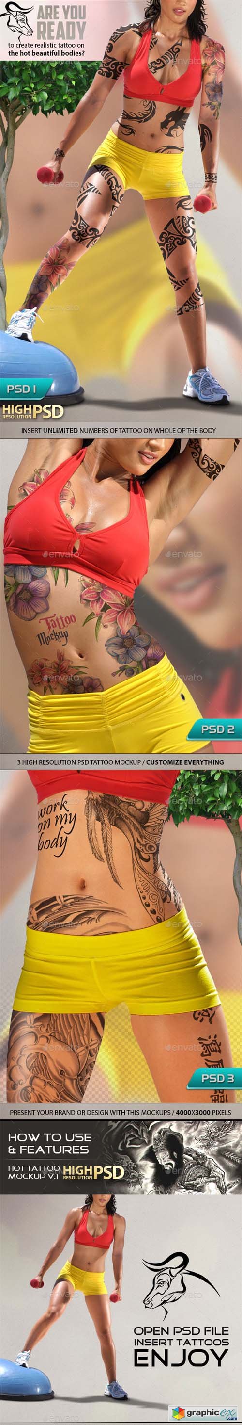 Hot tattoo on beautiful bodies Mockup V.1