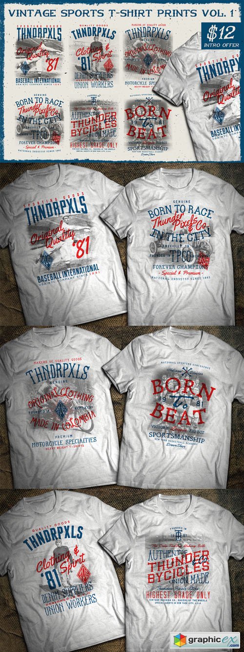Vintage Sports T-Shirt Prints Vol. 1