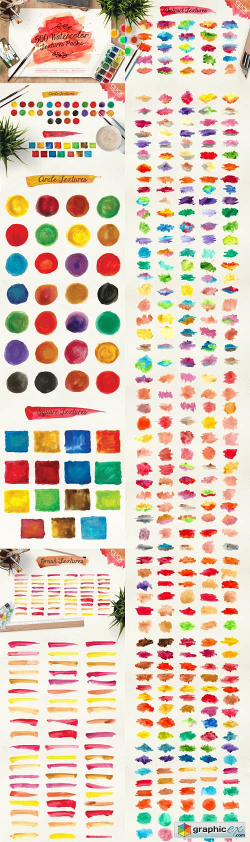 500 Watercolor Textures Packs