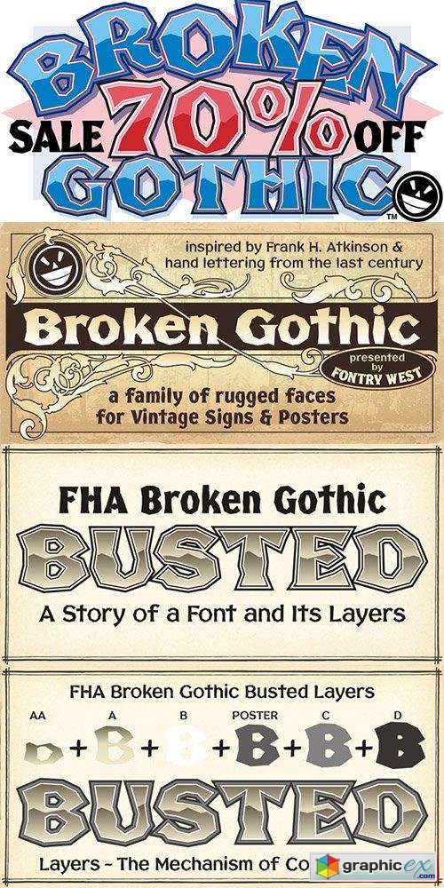 FHA Broken Gothic Font Family 13 Font $78