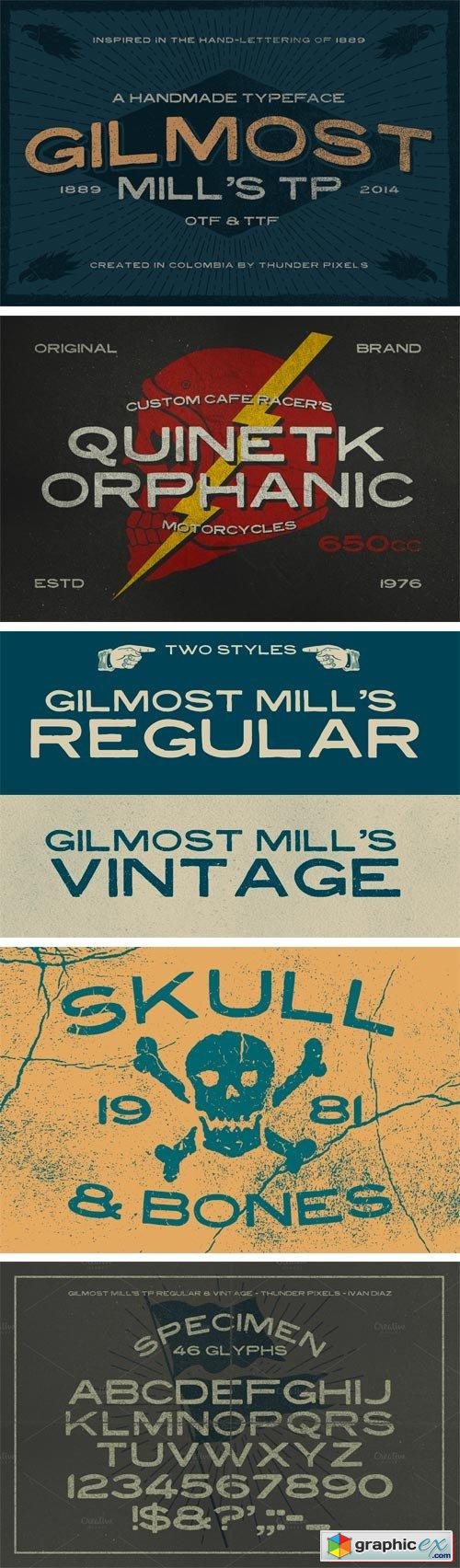 Gilmost Mill's TP Font Family - 2 Fonts $12