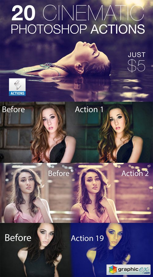 20 Cinematic Photoshop Actions Pack