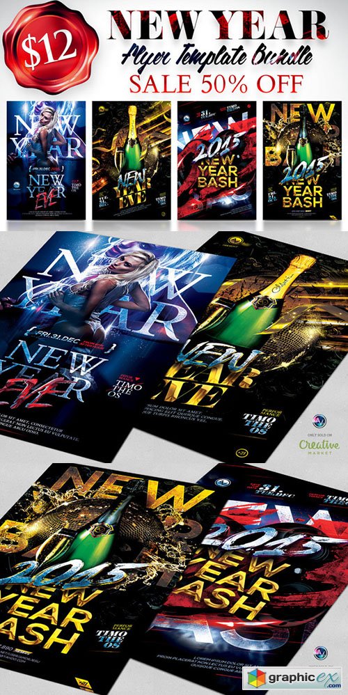  New Year Flyer Template Bundle