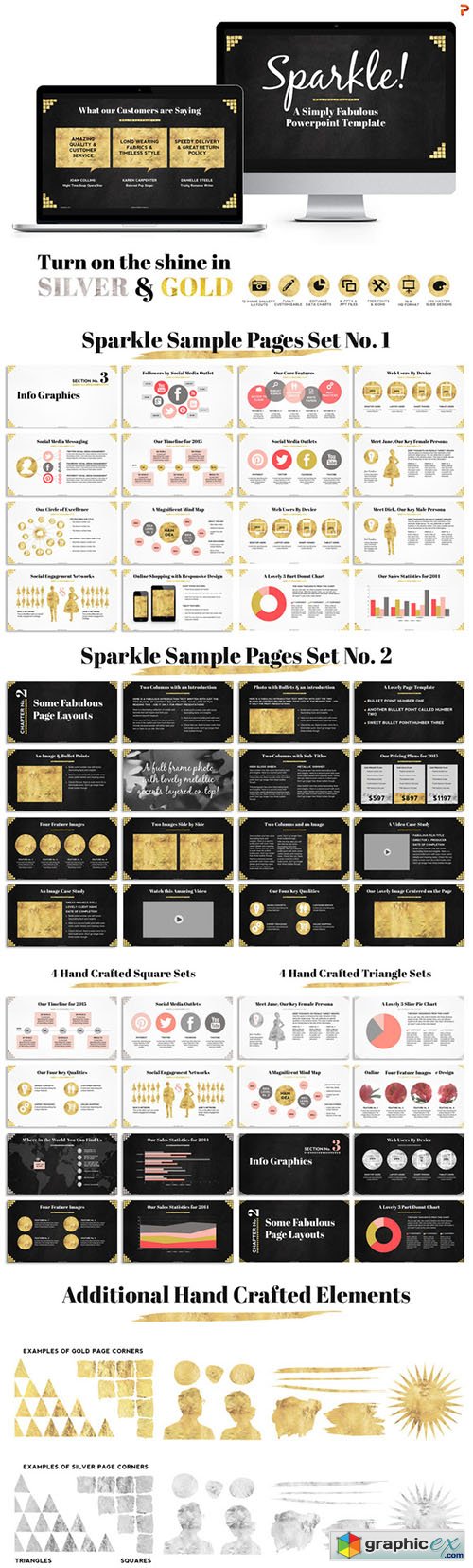  Sparkle Gold & Silver PPT Templates