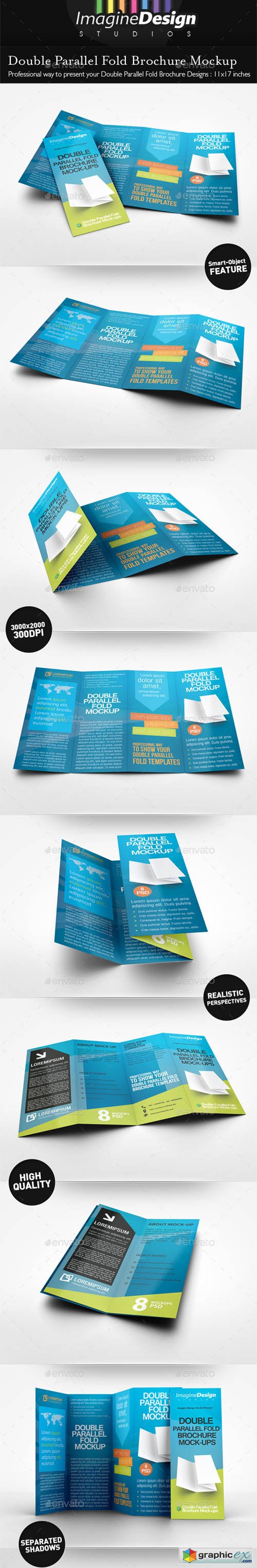 Double Parallel Fold Brochure Mockup 