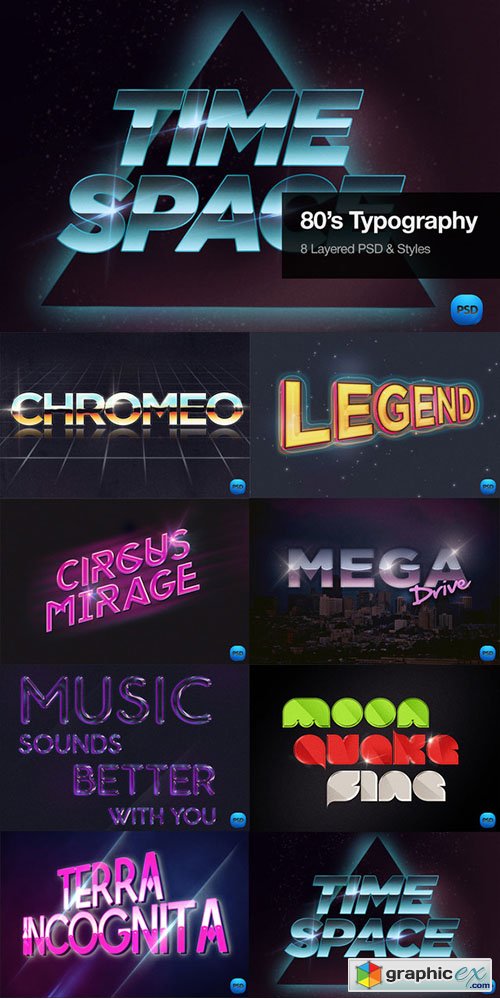 80&#039;s Typography Text Effects