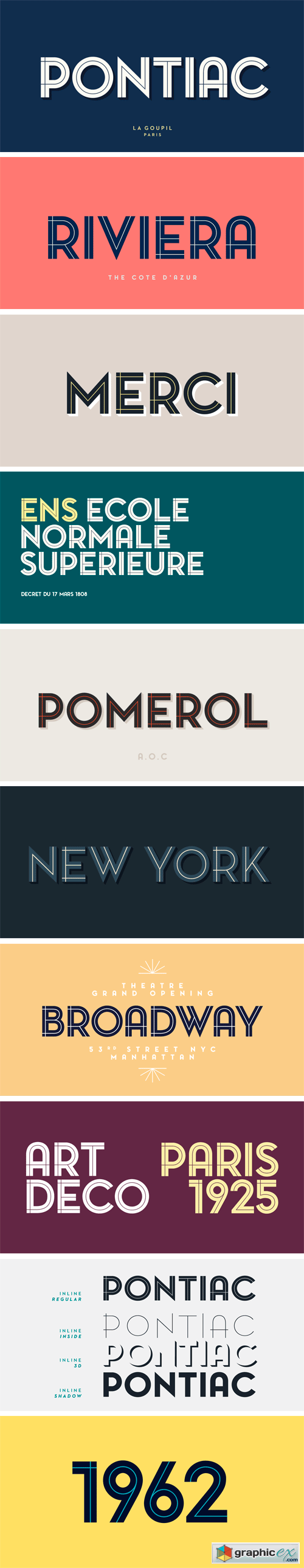 Pontiac Inline Font Family - 4 Fonts