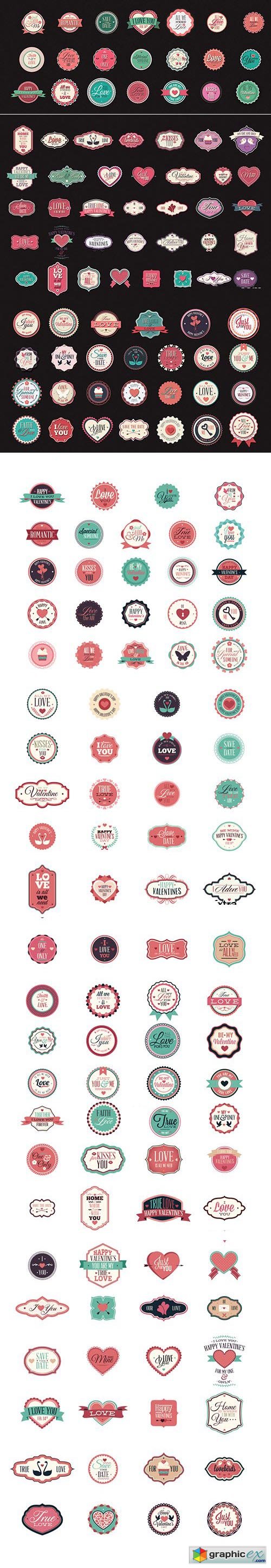 200 Love Badges and Labels Bundle