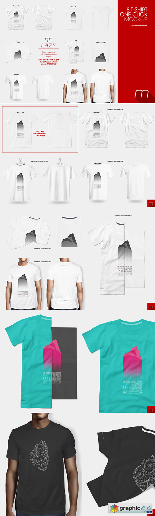 8 T-Shirt with One Click Mock-up