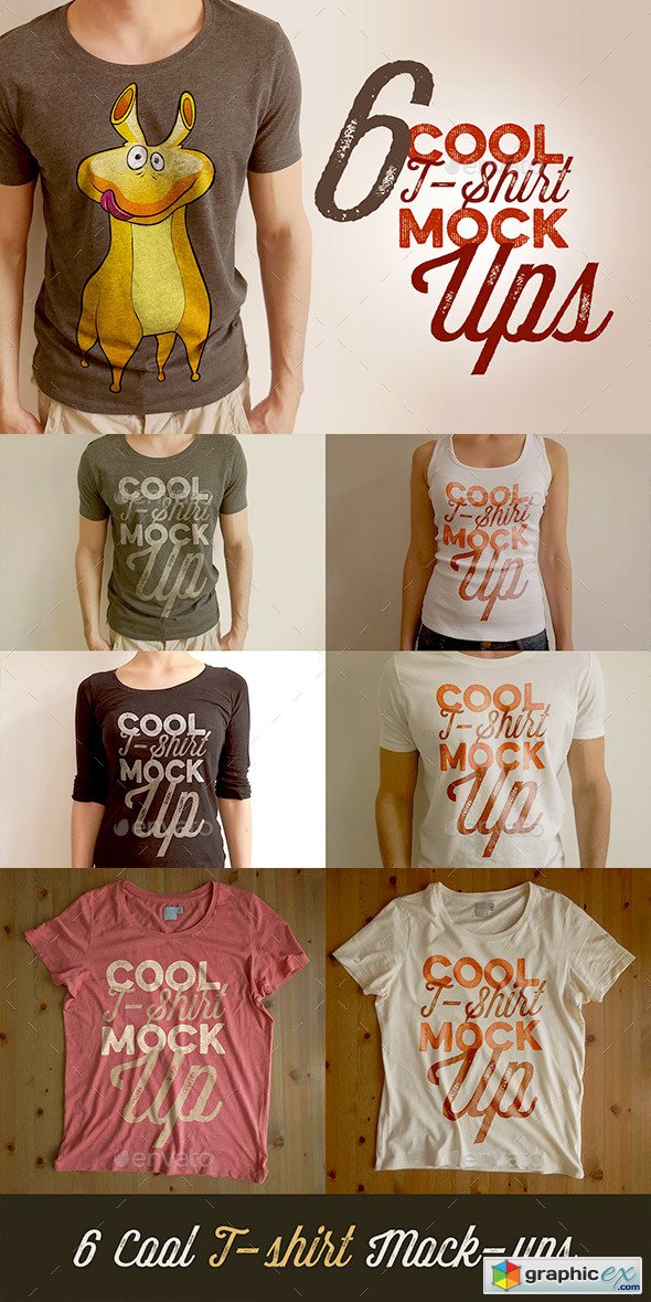  6 Retro/Vintage Style T-shirt Mock-ups