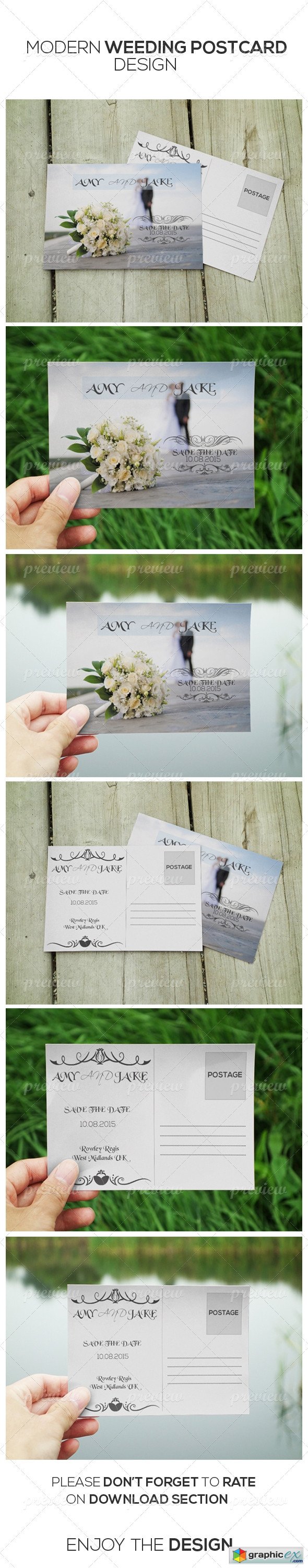 Modern Style Wedding invitation Post Card