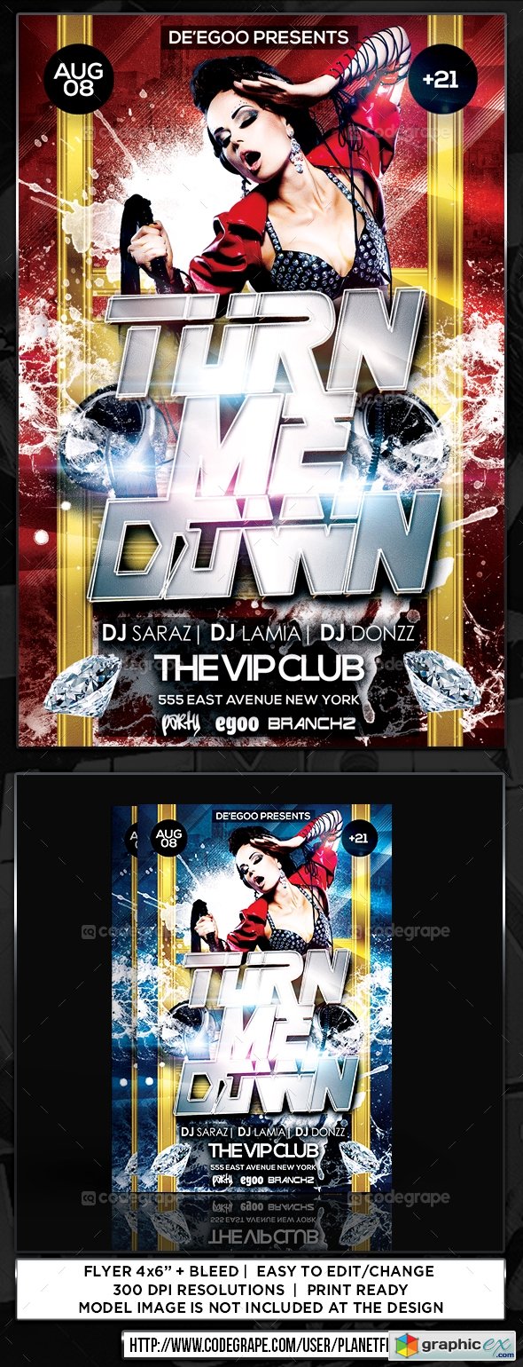 Turn Me Down Party Flyer
