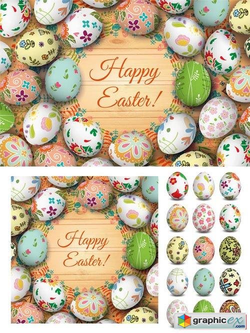  Easter card and eggs