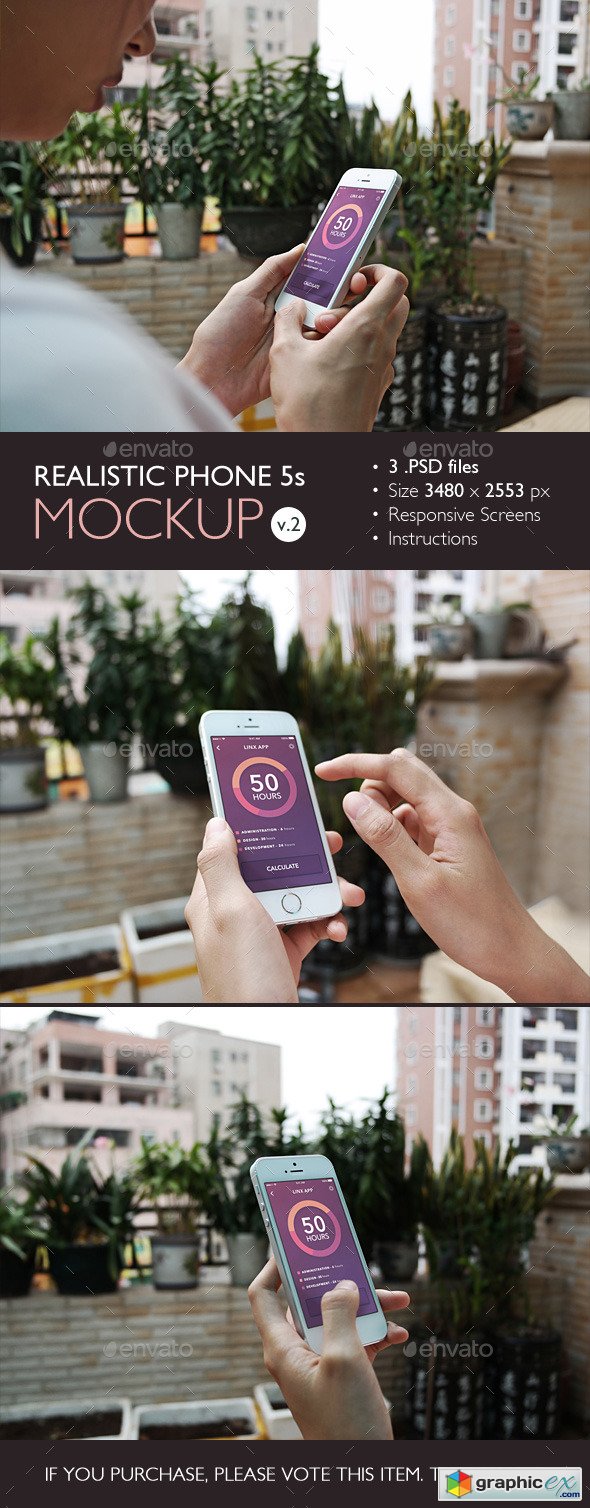  Realistic Phone 5s Mockup v.2