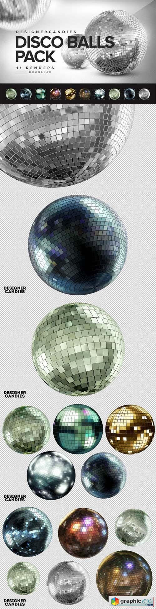 3D Disco Balls Transparent PNG