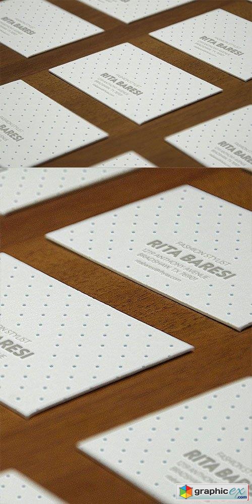  Letterpress Business Card PSD Mock-Up Template 