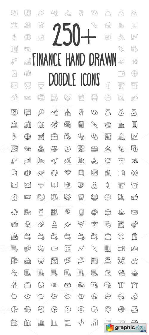  250+ Finance Hand Drawn Doodle Icons