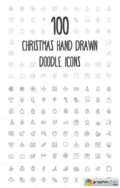  100 Christmas Hand Drawn Icons