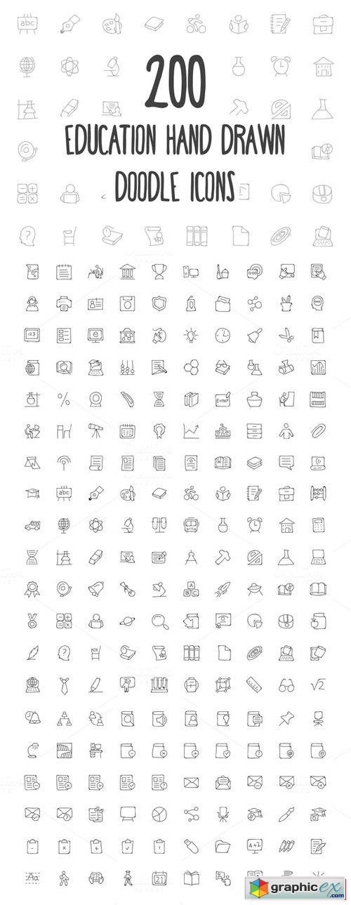  200 Education Hand Drawn Doodle Icon