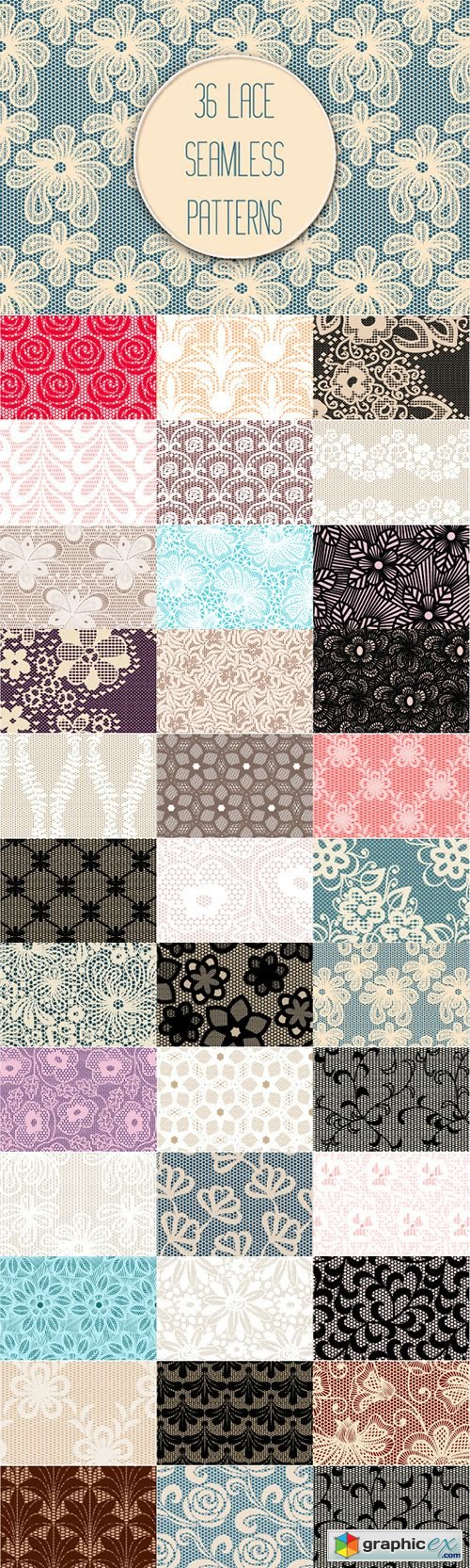 Set of 36 Lace Seamless Patterns