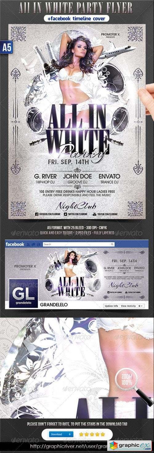 All In White Party Flyer + Facebook Timeline 