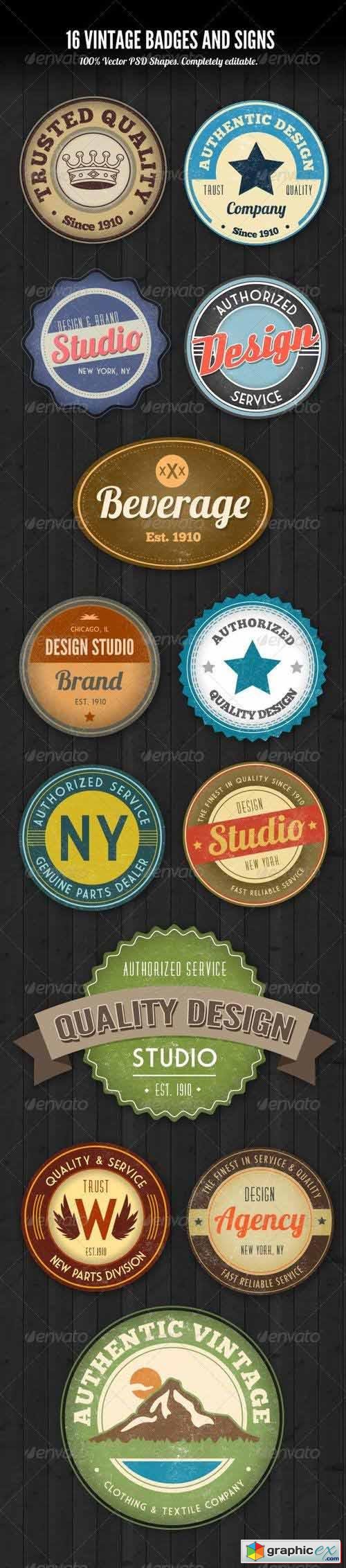 PSD Vintage Style Badges and Logos