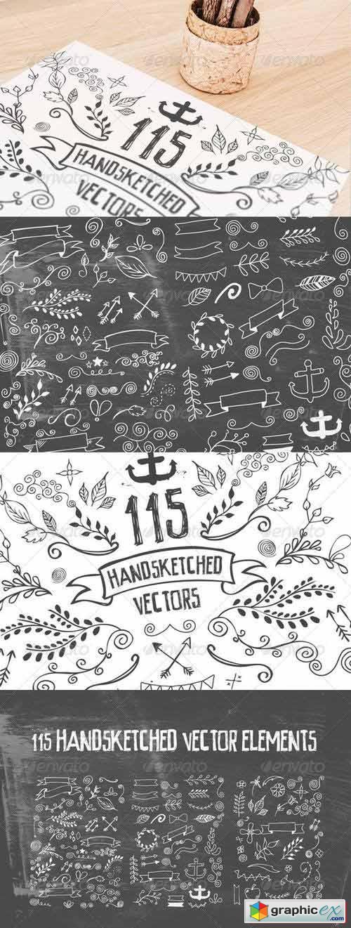 115 Handsketched Vector Elements Kit 