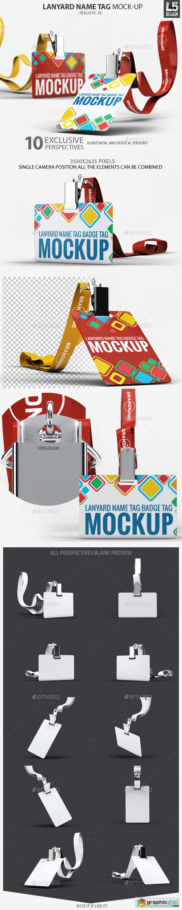  Lanyard Name Tag Badge Mockup