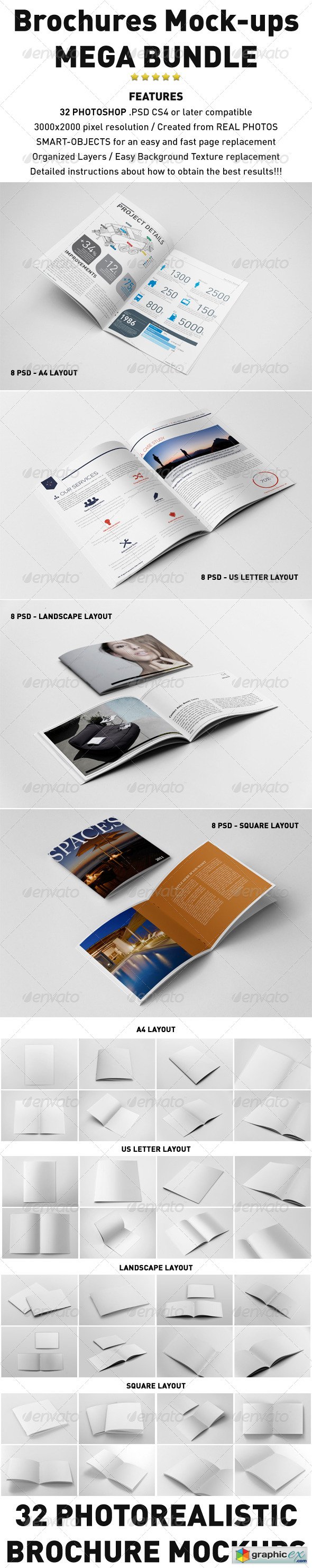 Photorealistic Brochures Mockups Bundle