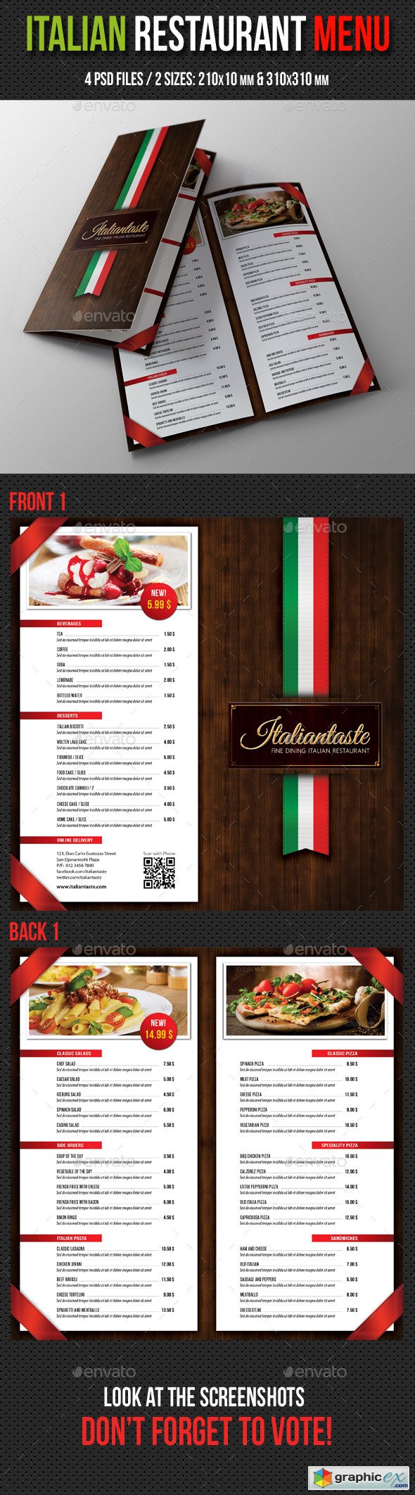 Italian Restaurant Menu Brochure