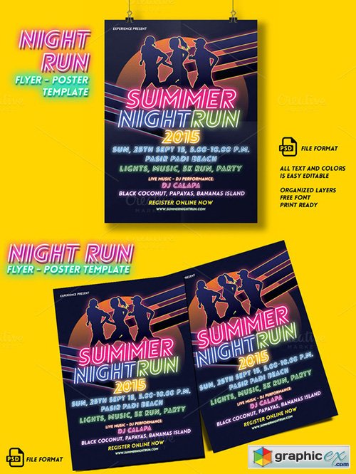  Night Run Event Flyer & Poster