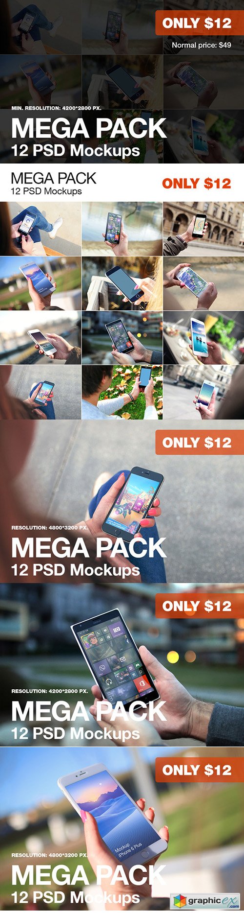  12 PSD Mockups of Mobile phones