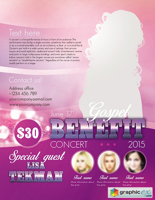 Gospel Benefit Concert Flyer PSD Template + FB Cover