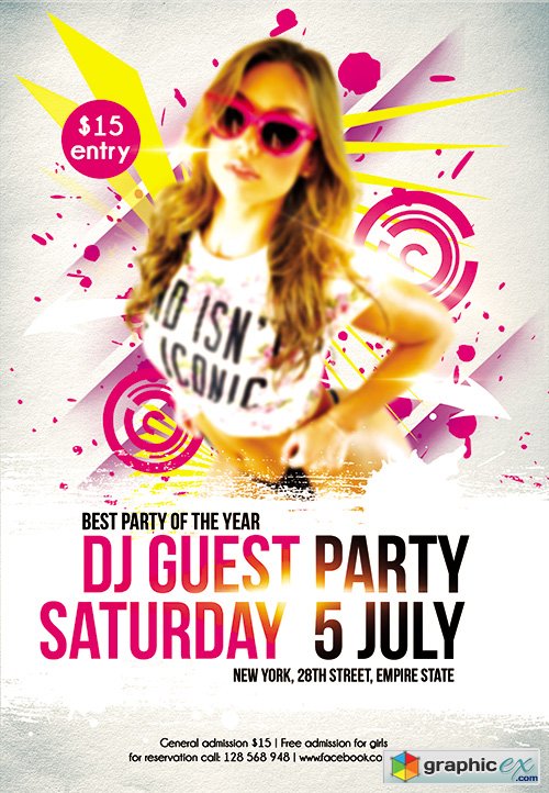 Electro House Music DJ Flyer PSD Template + FB Cover