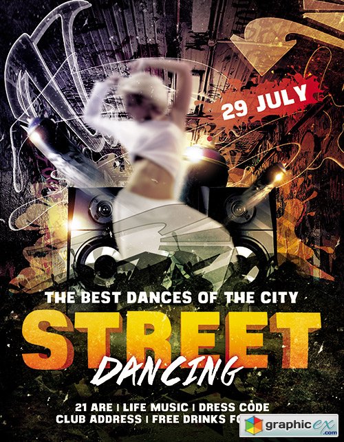 The Street Dancing Flyer PSD Template + FB Cover