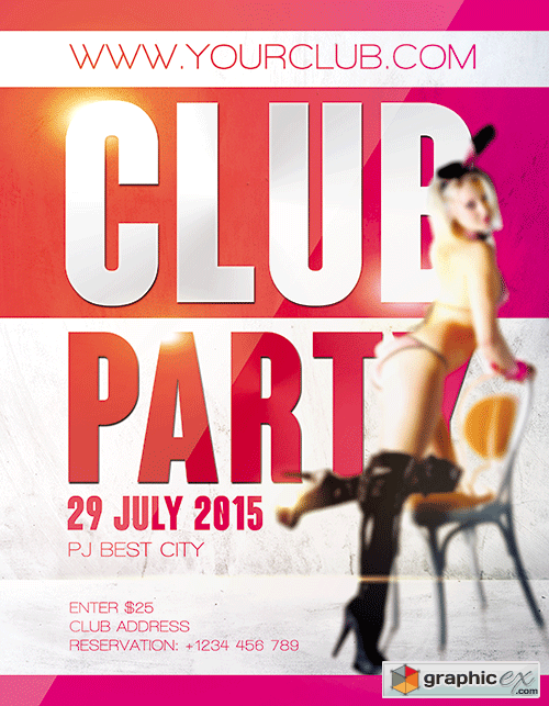 Club Party Flyer PSD Template + FB Cover