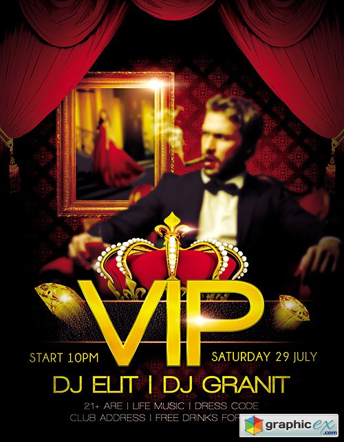 Vip Party Flyer PSD Template + FB Cover