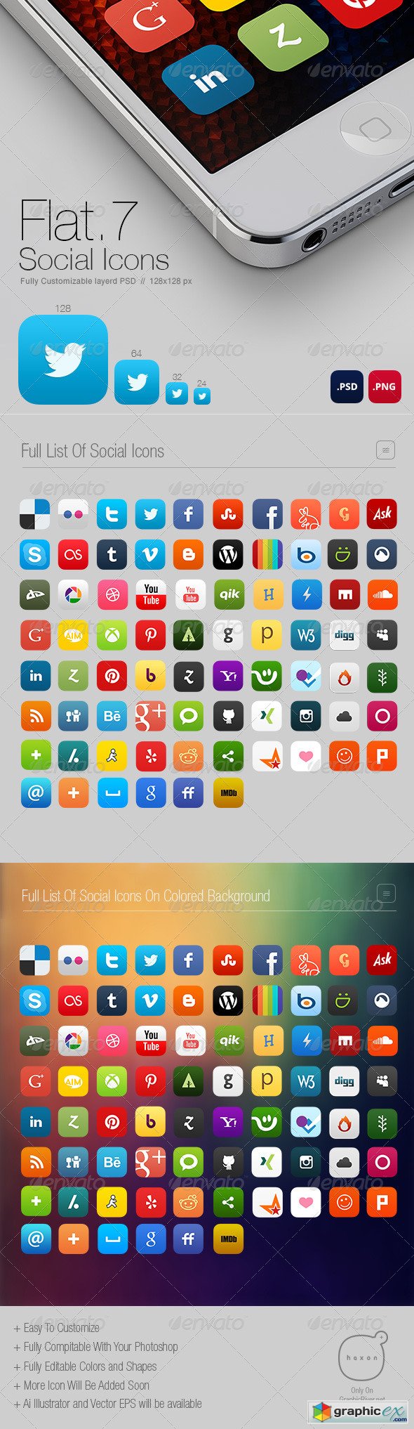 Flat7  75 Social Media Icons
