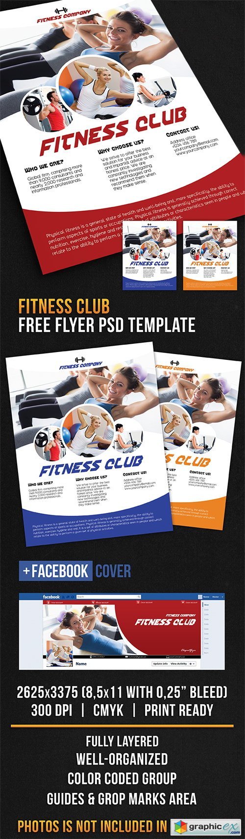 Fitness club  Flyer PSD Template + Facebook Cover