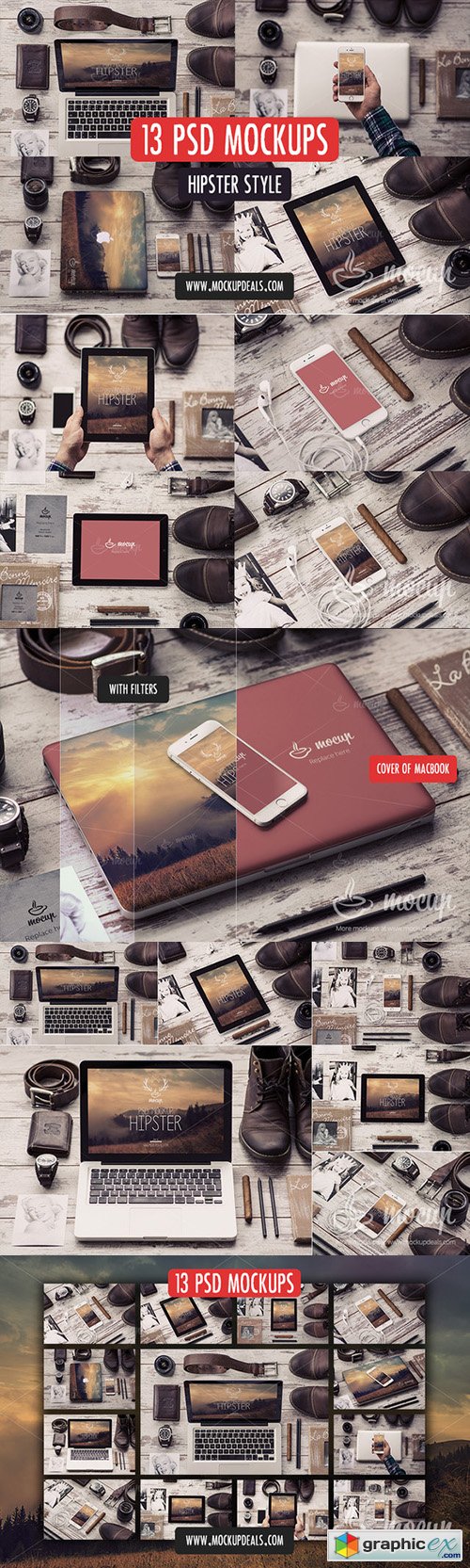 13 PSD Mockups Hipster Style