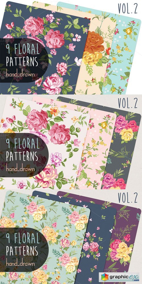 9 Floral Patterns Vol2