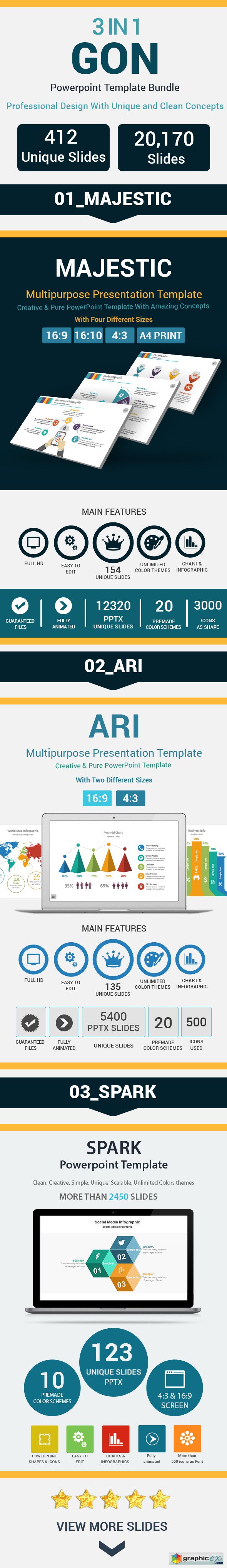 3 in 1 GON PowerPoint Template Bundle